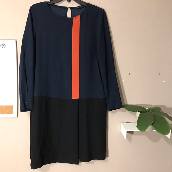 Zara Dresses & Skirts - Zara Womens Dress Colorblock Long Sleeve S…